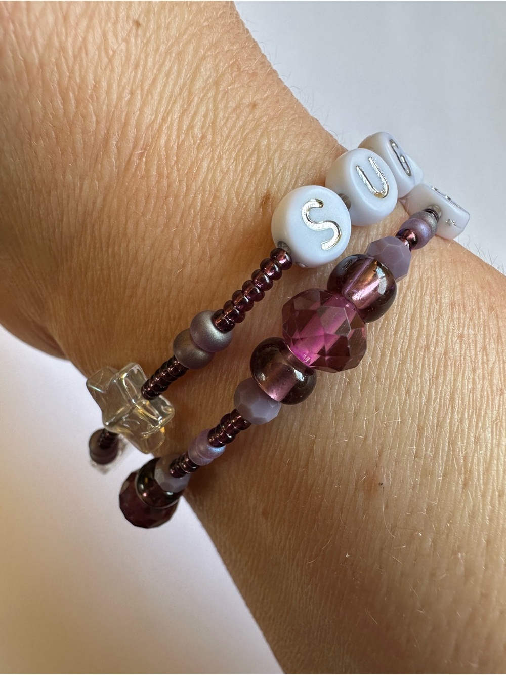 Sugar Plum Fairy Bracelet Set of 2 Beaded Stretch Bracelets Jewelry - Picture 5 of 6